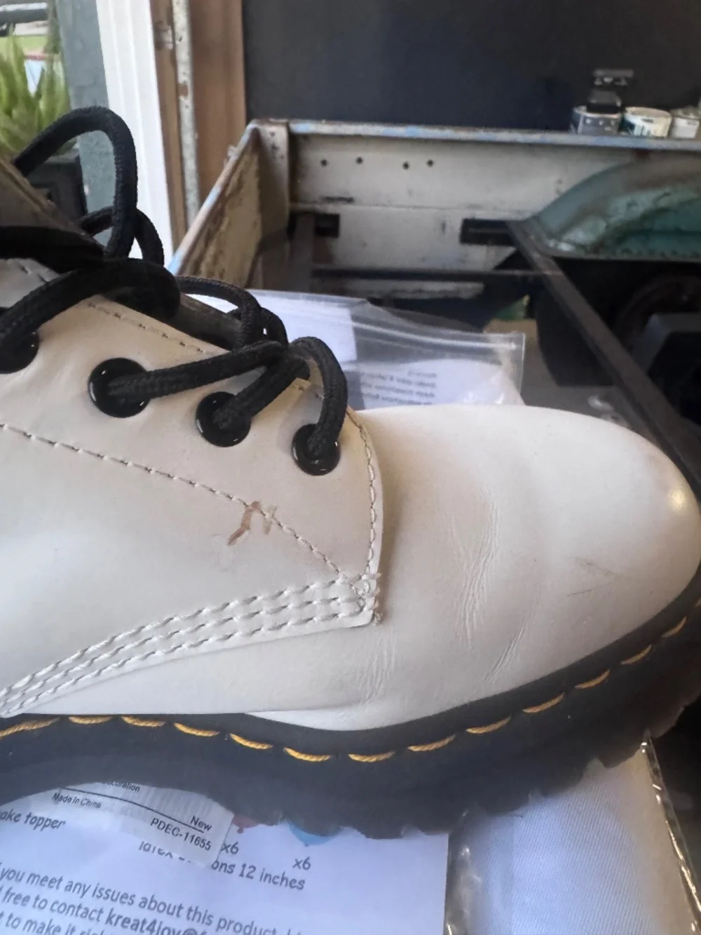 white Dr. Martens 1460 8-eye boots